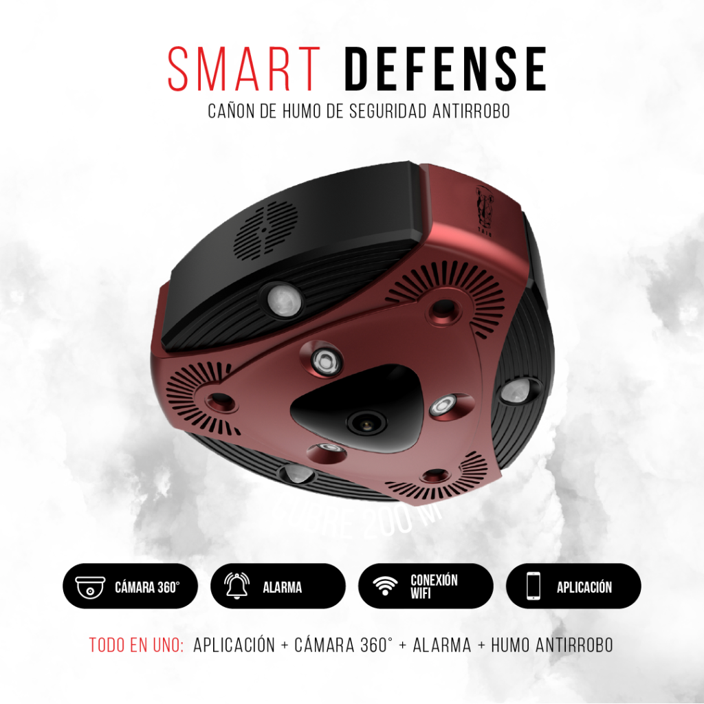 Cañón de Humo de Seguridad Antirrobo Smart Defense Alarma y Cámara 360°